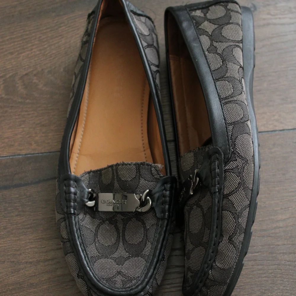 Coach Signature Logo Slip-On Loafers in Charcoal Gray - Picture 2 of 10